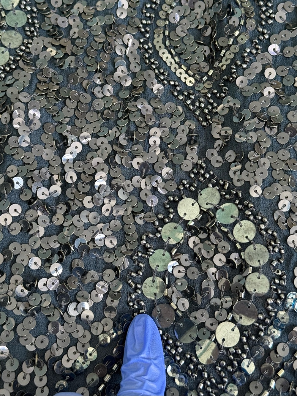 Blue Scala Vintage 100% Silk Strapless Mini Sequin Dress Sz 4 - Picture 14 of 16